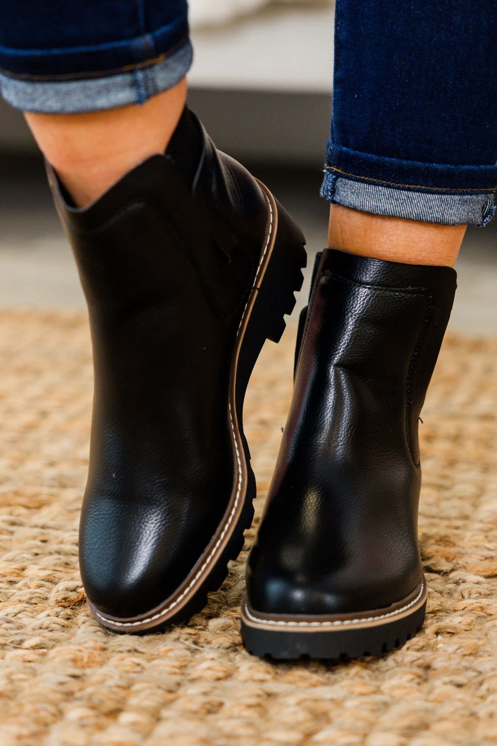 Sleek Street Booties, Black