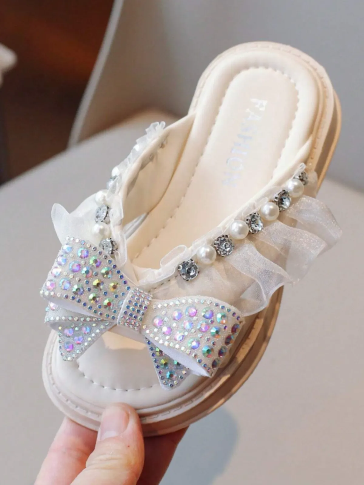 Sparkling Girls' Bow-Knot Sandals with Rhinestone Accents By Liv and Mia