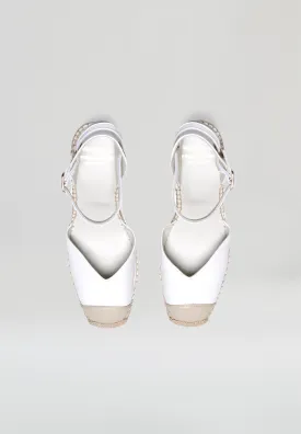 Square Toe Wedges - White Leather