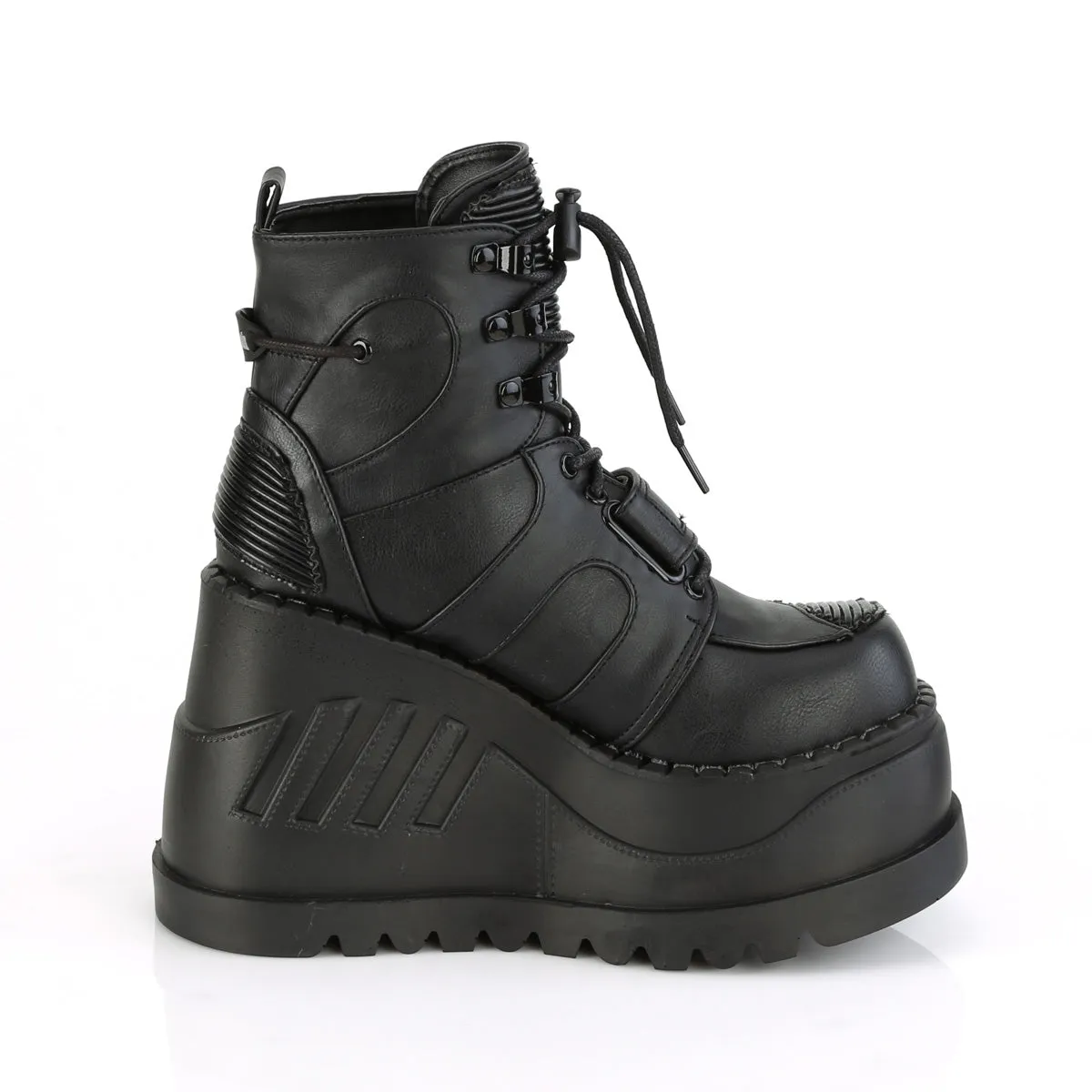 STOMP-13 DemoniaCult Black Vegan Leather Sexy Women's Ankle Boots (Alternative Footwear)