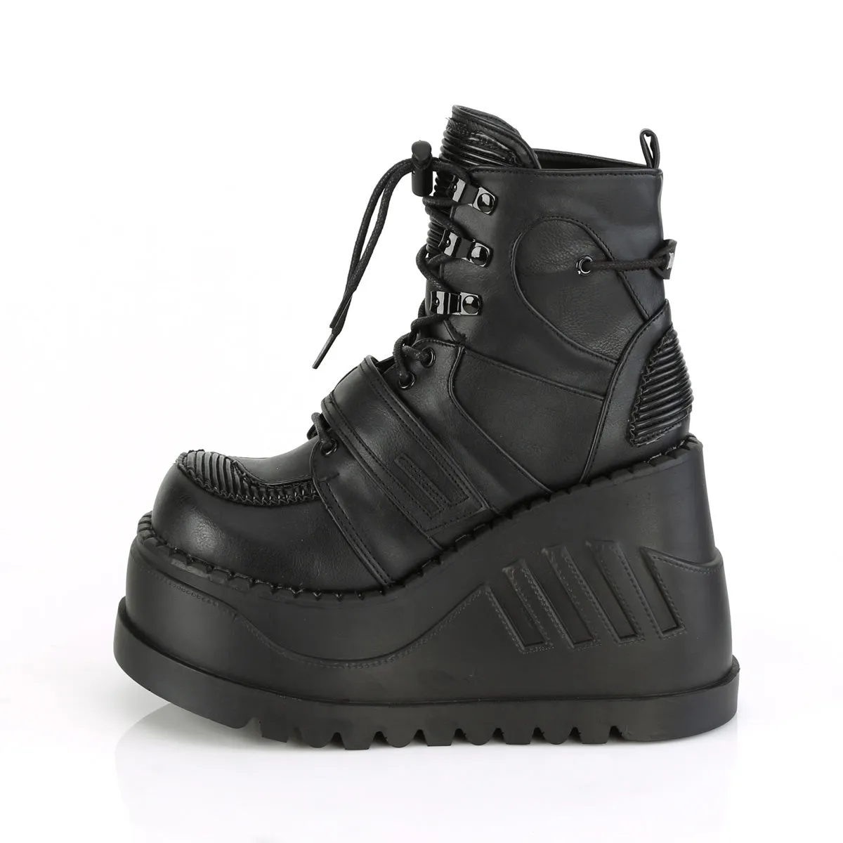 STOMP-13 DemoniaCult Black Vegan Leather Sexy Women's Ankle Boots (Alternative Footwear)