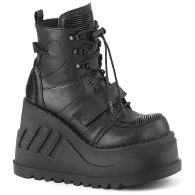 STOMP-13 DemoniaCult Black Vegan Leather Sexy Women's Ankle Boots (Alternative Footwear)