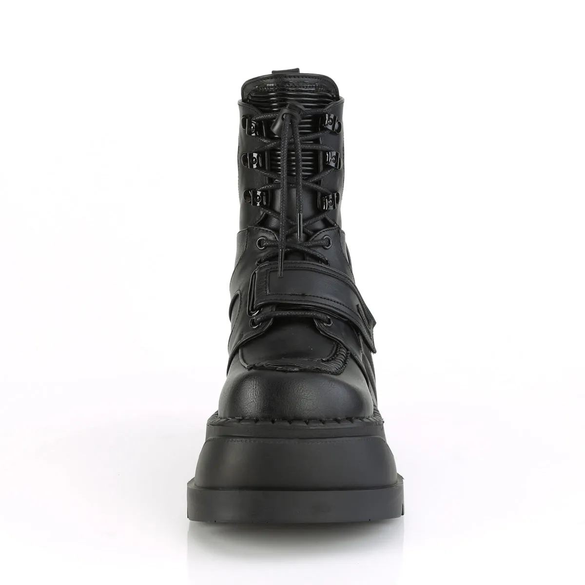 STOMP-13 DemoniaCult Black Vegan Leather Sexy Women's Ankle Boots (Alternative Footwear)