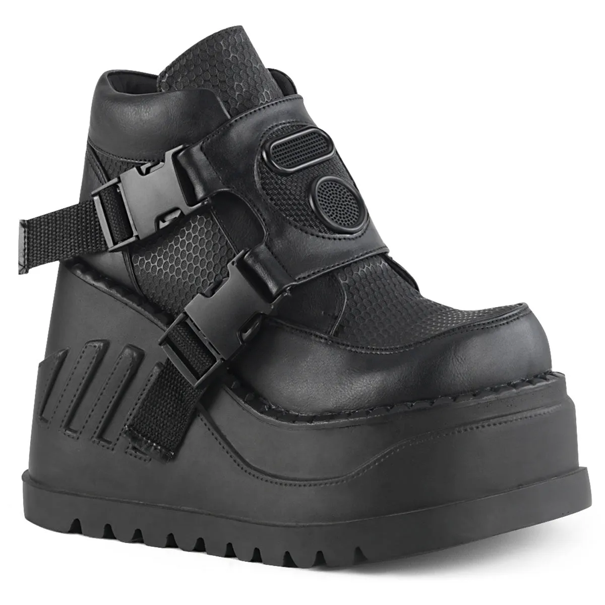 STOMP-15 DemoniaCult Black Vegan Leather Sexy Women's Ankle Boots (Alternative Footwear)