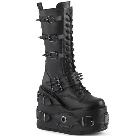 SWING-327 DemoniaCult Black Vegan Leather Sexy Women's Mid-Calf & Knee High Boots (Alternative Footwear)