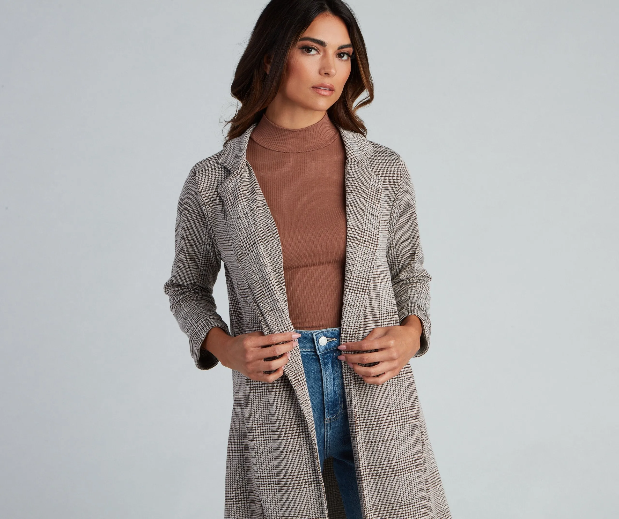 TastyHottie - City Chic Plaid Longline Blazer