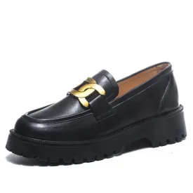 Trend Thick-soled Loafers Women / Leather Casual Shoes for Girls