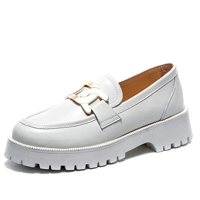 Trend Thick-soled Loafers Women / Leather Casual Shoes for Girls