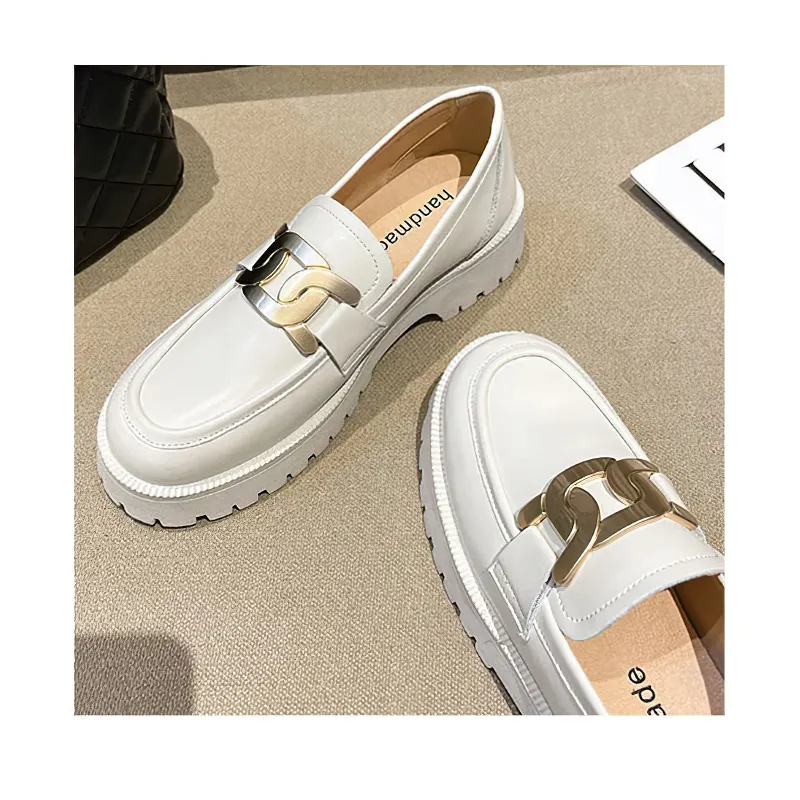 Trend Thick-soled Loafers Women / Leather Casual Shoes for Girls