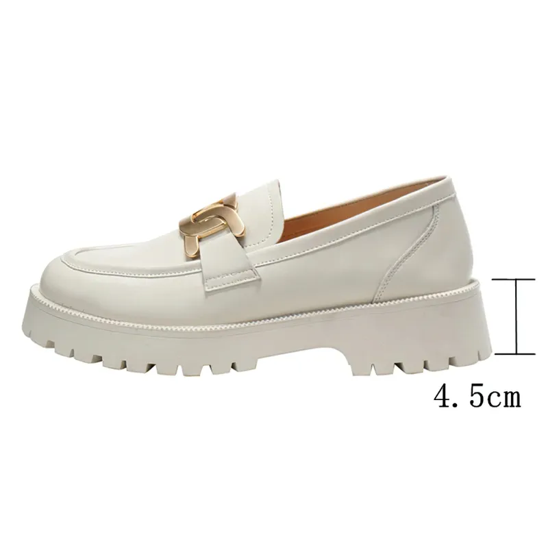 Trend Thick-soled Loafers Women / Leather Casual Shoes for Girls