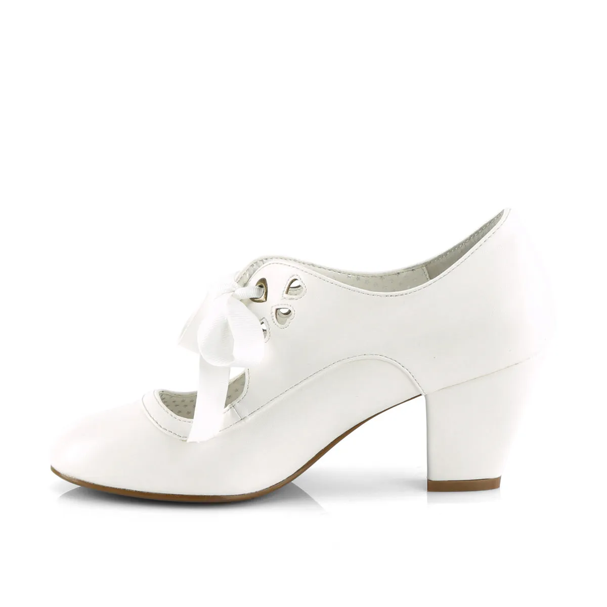 WIGGLE-32 Pin Up Couture Wiggle White Faux Leather Sexy Single Soles (Retro Heels)