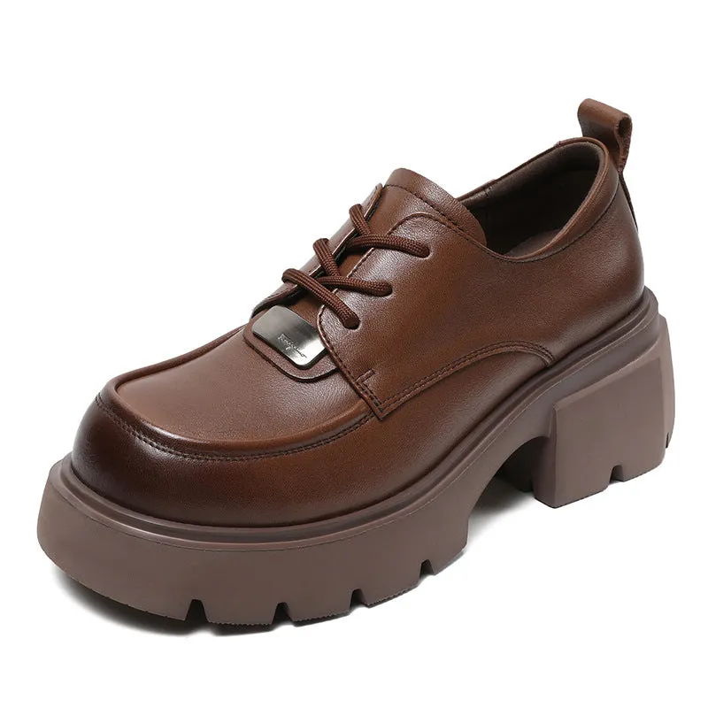 Women Leather Minimalist Chunky Soled Casual Loafers