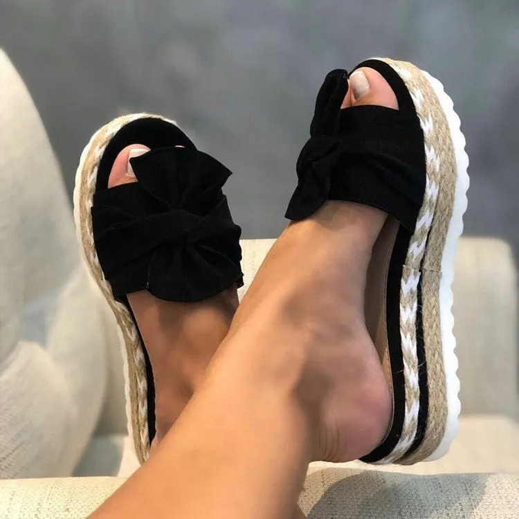 Women New Fashion Platform Bow Slide Sandals