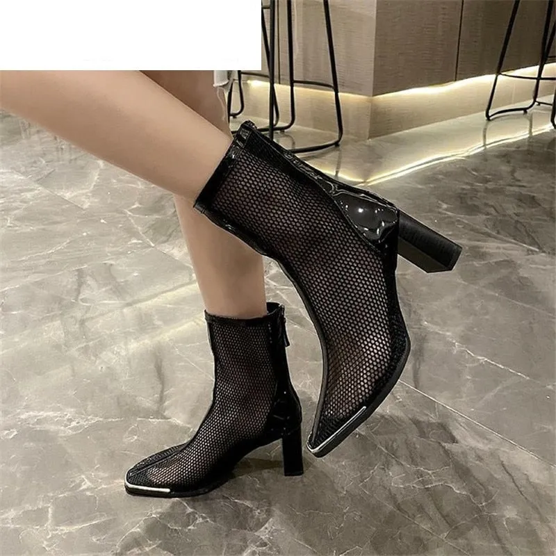 Women Sandals Boots  Gladiator Zipper Mesh Breathable