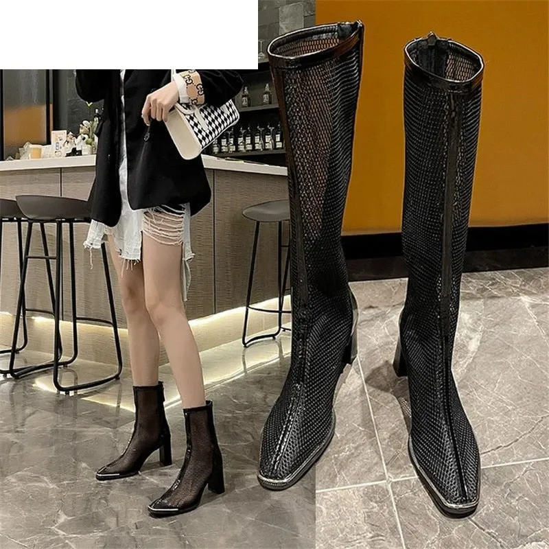 Women Sandals Boots  Gladiator Zipper Mesh Breathable