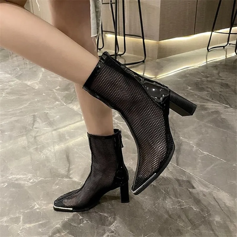 Women Sandals Boots  Gladiator Zipper Mesh Breathable