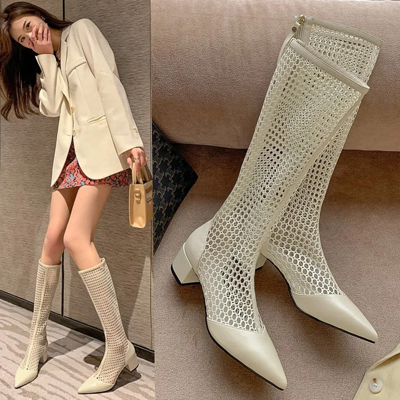 Women Sandals Boots  Gladiator Zipper Mesh Breathable