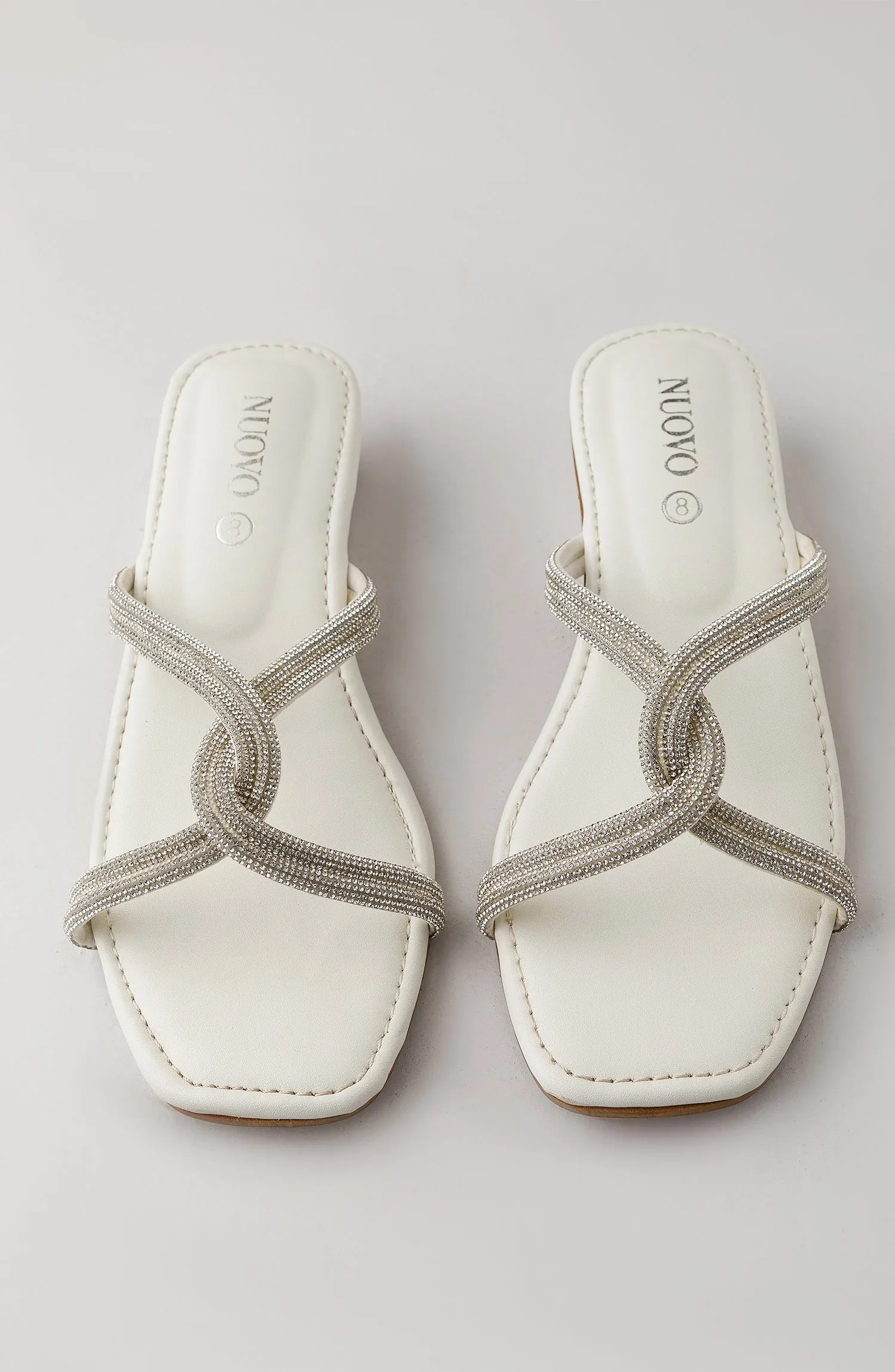 Women Slippers -  Heeled Sandals - WHITE (WAFH23W-1003 WHITE)