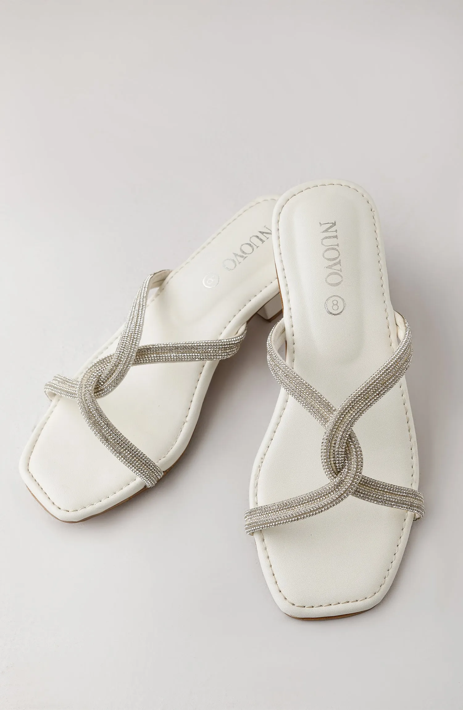 Women Slippers -  Heeled Sandals - WHITE (WAFH23W-1003 WHITE)