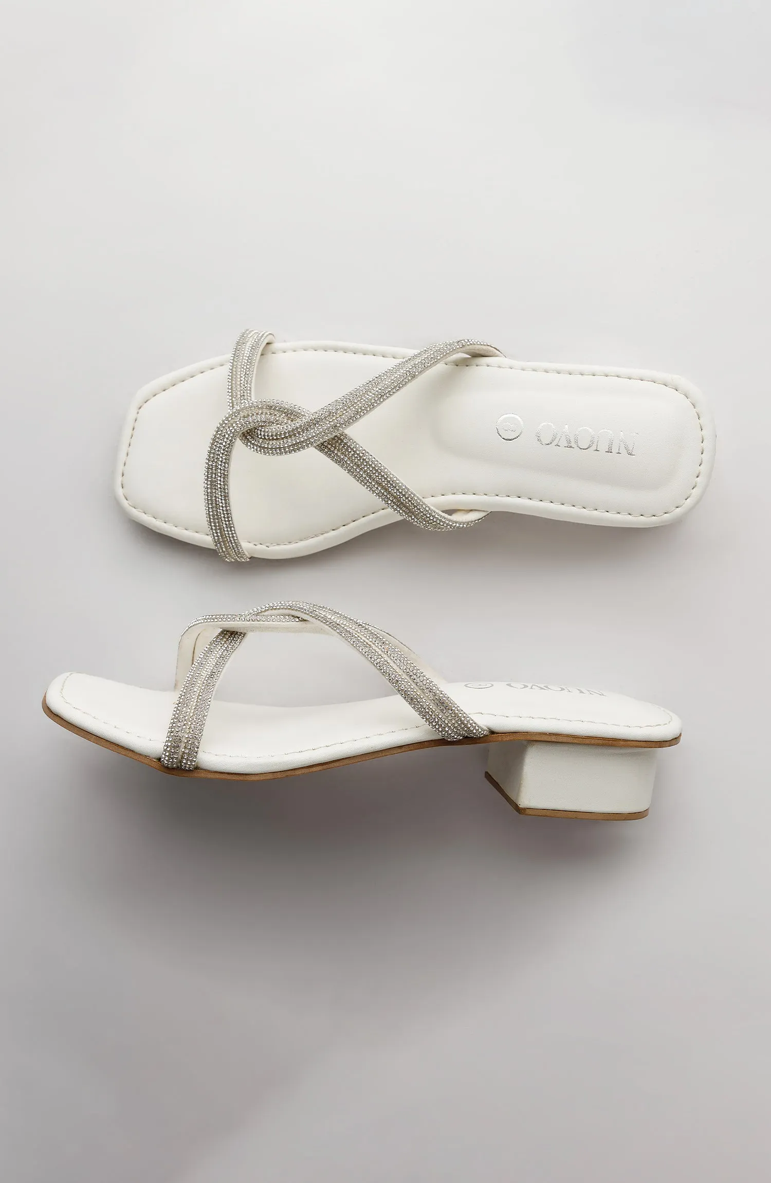 Women Slippers -  Heeled Sandals - WHITE (WAFH23W-1003 WHITE)