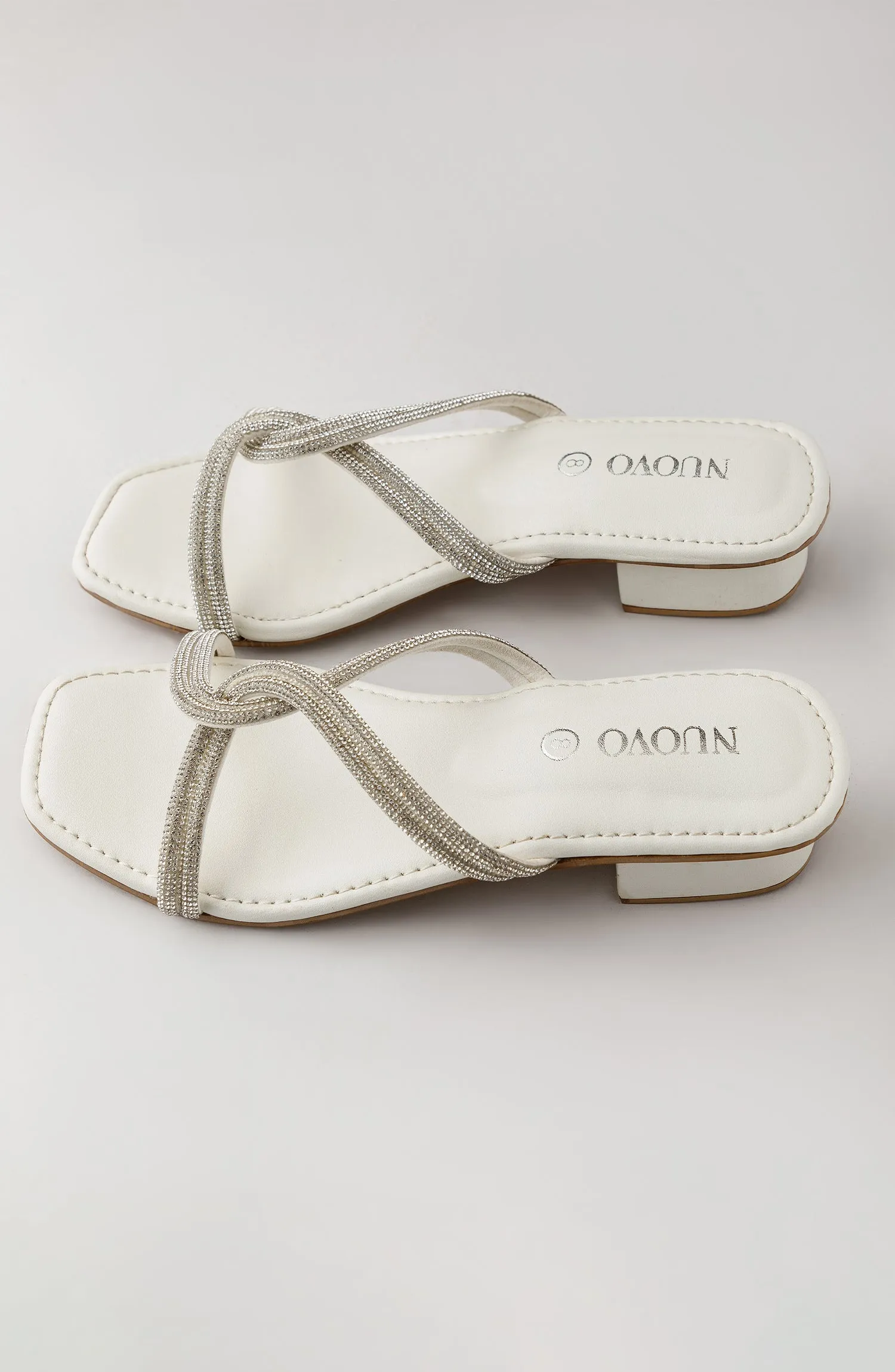 Women Slippers -  Heeled Sandals - WHITE (WAFH23W-1003 WHITE)