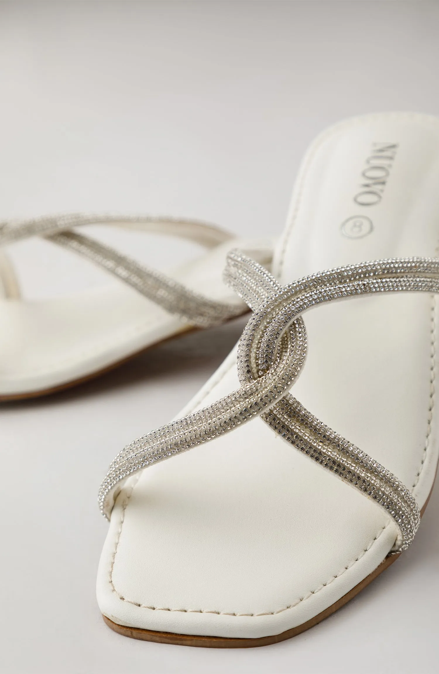 Women Slippers -  Heeled Sandals - WHITE (WAFH23W-1003 WHITE)