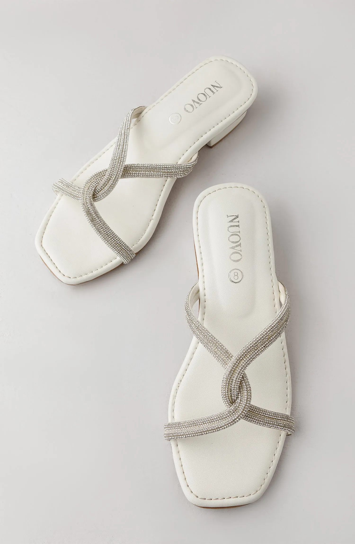 Women Slippers -  Heeled Sandals - WHITE (WAFH23W-1003 WHITE)