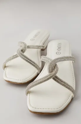 Women Slippers -  Heeled Sandals - WHITE (WAFH23W-1003 WHITE)