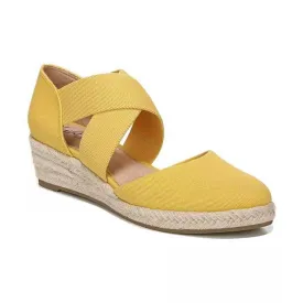 Women wedge espadrille criss cross strap closed toe sandals