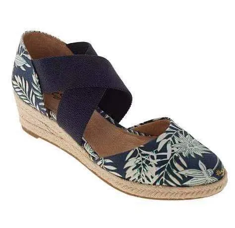 Women wedge espadrille criss cross strap closed toe sandals