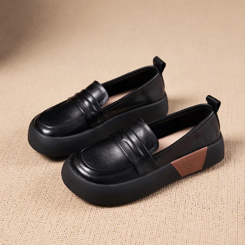 Women's Casual Platform Loafers, Retro Style Flats Soft Thick-soled Walking Shoes