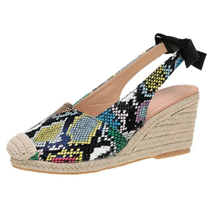 Women's closed toe espadrille wedge sandals bow backstrap slingback sandals