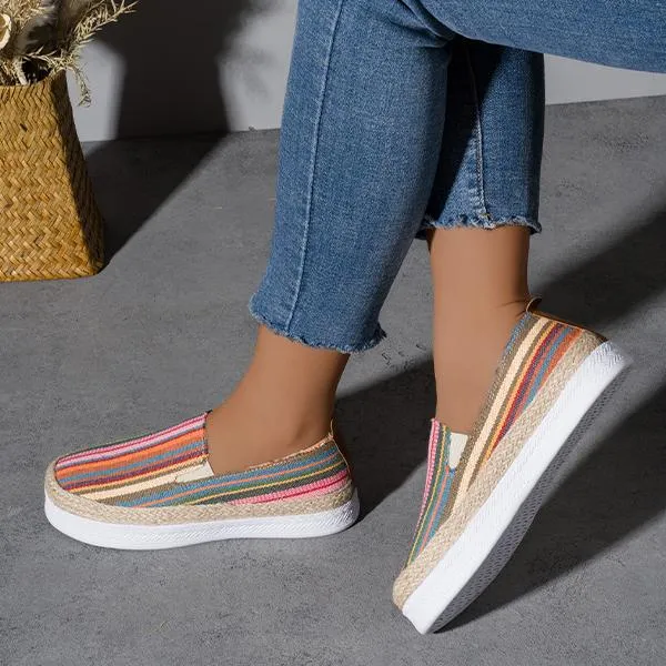 Women's Fashionable Striped Thick-Soled Canvas Shoes 97812206S