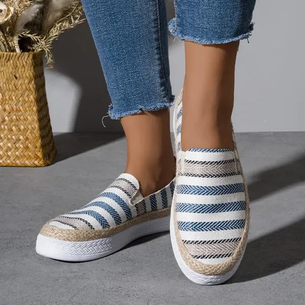 Women's Fashionable Striped Thick-Soled Canvas Shoes 97812206S