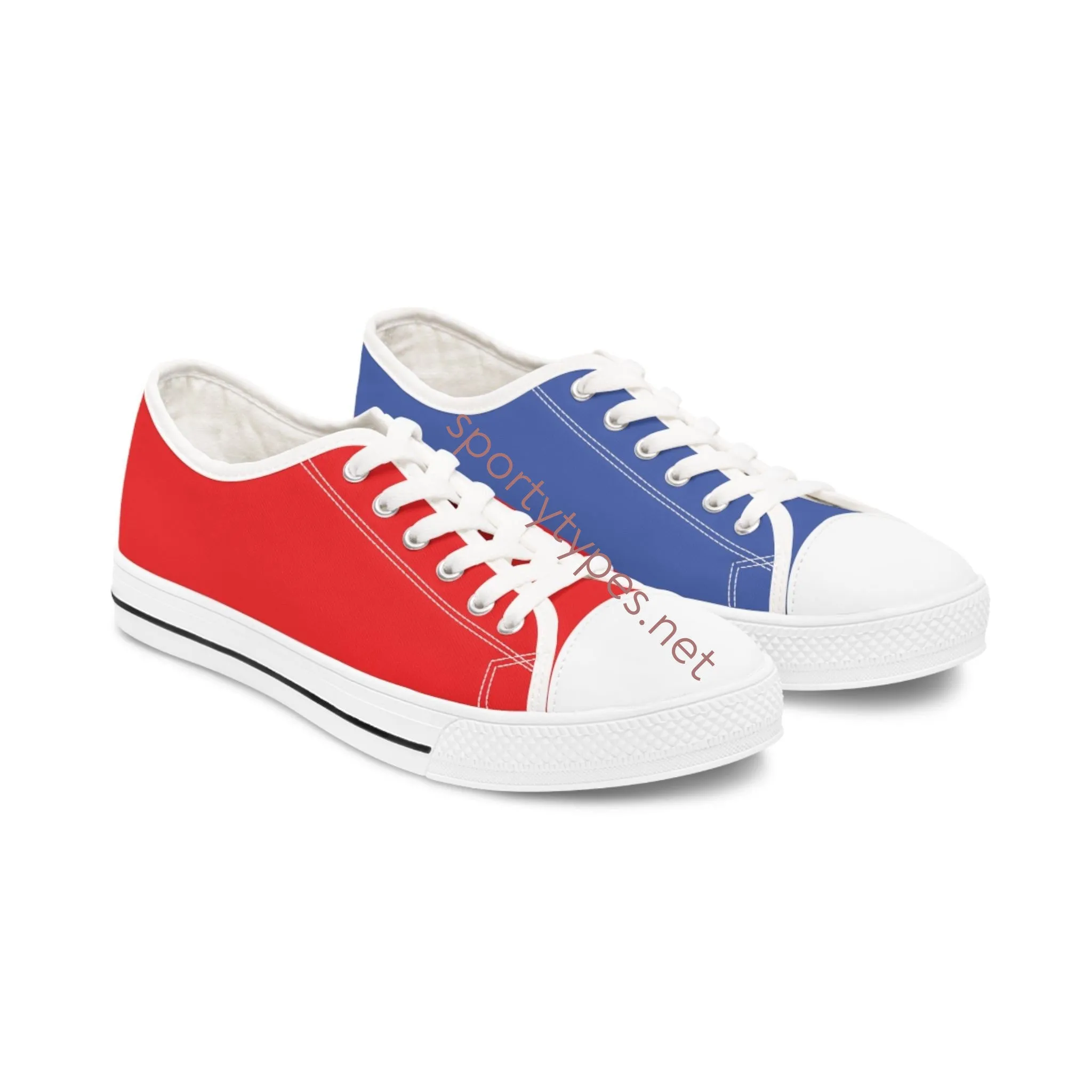 Women's Red & Blue Mismatched Low Top Sneakers