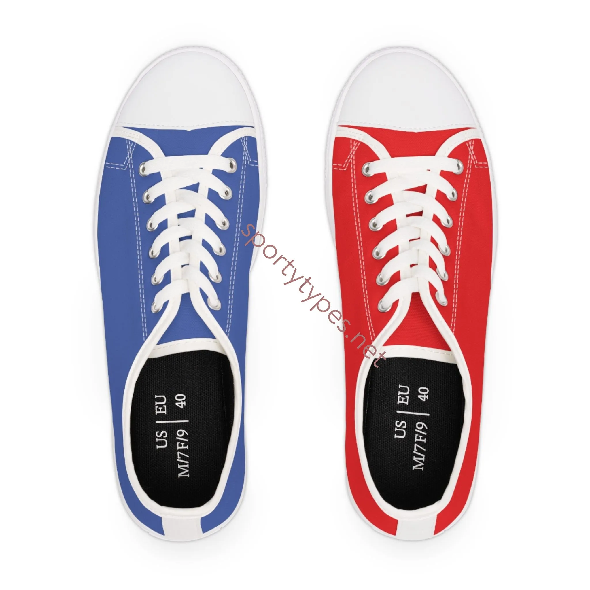 Women's Red & Blue Mismatched Low Top Sneakers