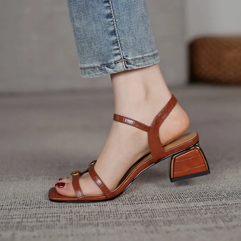 Women's Sandals Genuine Leather Buckle Strap