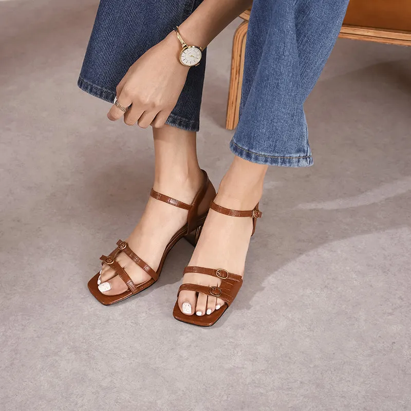 Women's Sandals Genuine Leather Buckle Strap