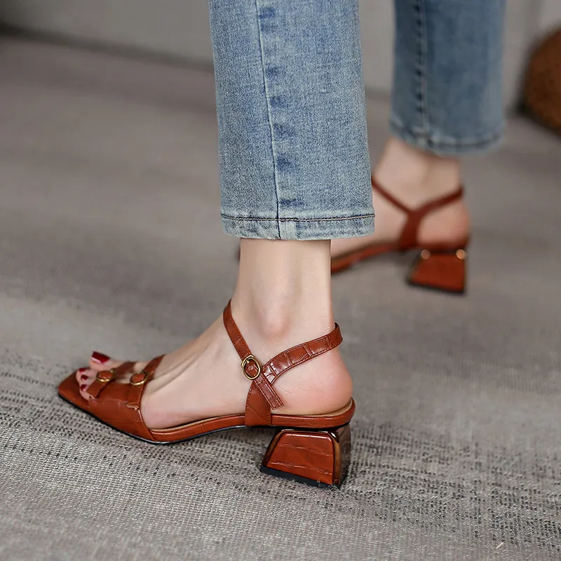 Women's Sandals Genuine Leather Buckle Strap