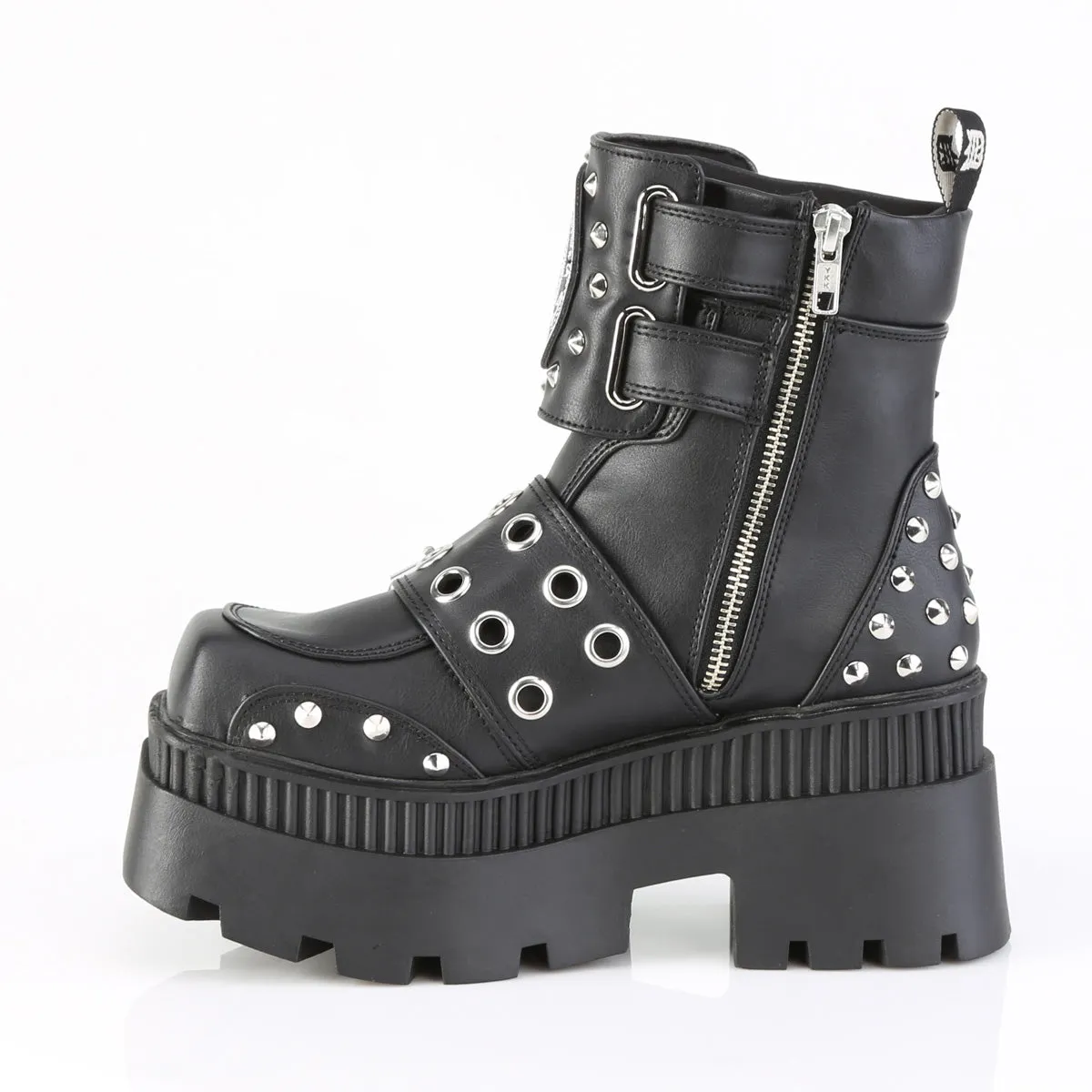 WRATH-58 DemoniaCult Black Vegan Leather Sexy Women's Ankle Boots (Alternative Footwear)