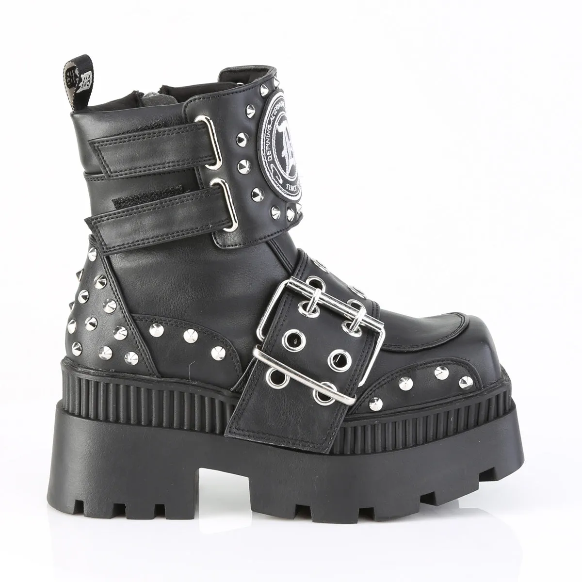 WRATH-58 DemoniaCult Black Vegan Leather Sexy Women's Ankle Boots (Alternative Footwear)